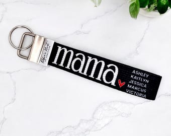 Gift for Mom | Mothers Day | Handmade Fabric Wrist Keychain Key Fob | Personalized Keychain House & Car | Gift for her | Custom Gift KeyRing