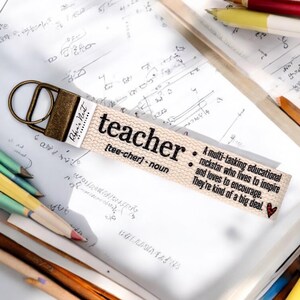 Teacher Educator Gift | Handmade Fabric Wrist Keychain Key Fob |  Kindergarten Keychain for House & Car | Custom Gift Key Ring