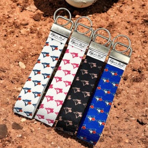 Vatertag | Handmade Stoff Handgelenk Schlüsselanhänger Schlüsselanhänger | Toronto Jays Geschenk für Sie & Ihn | Haus, Auto, Schlüsselanhänger | Baseball Fan Schlüsselbund
