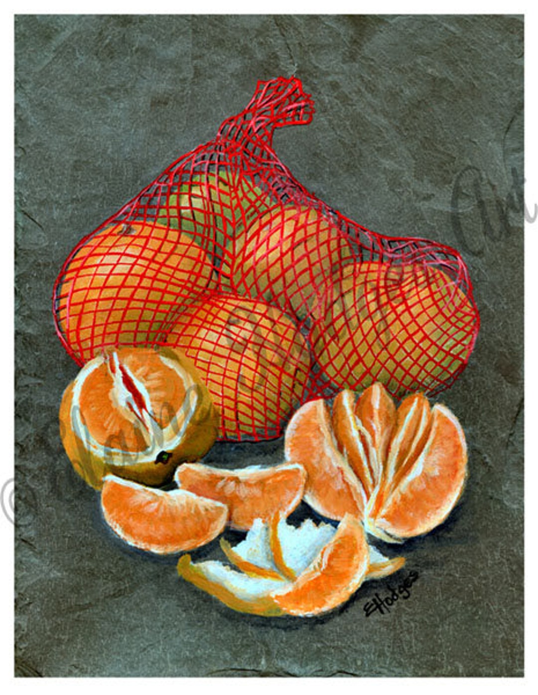 Louisiana Satsumas on Slate Art Print From Original Artwork Etsy