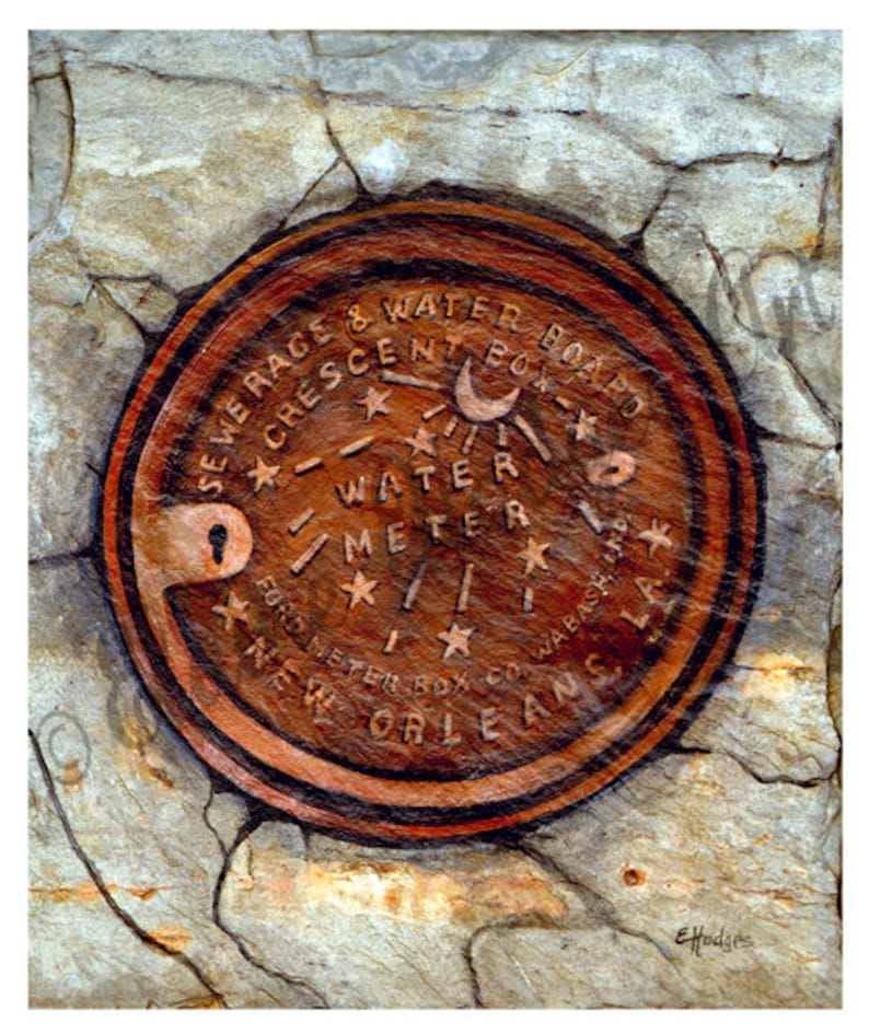 New Orleans Water Meter Cover Art Print From Original Artwork - Etsy