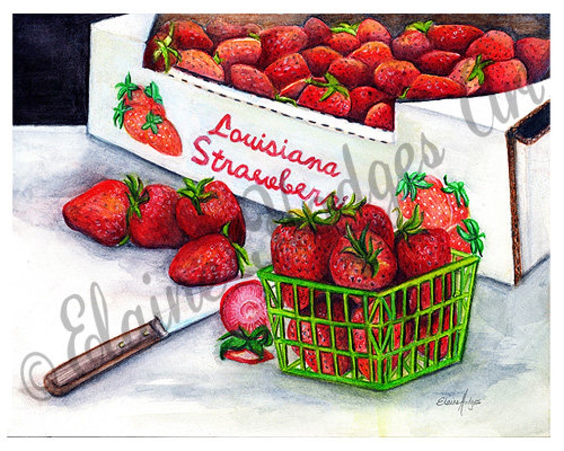 Louisiana Strawberries Strawberry Box Art Print From Original Etsy