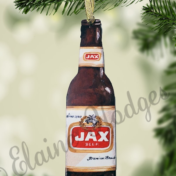 Jax Beer Ornament, New Orleans, Louisiana Red Label, made from Original Art, 2 Sided Ornament