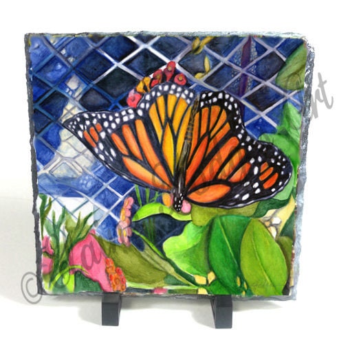 Garden Center Monarch, Butterfly Insect on Slate Made From