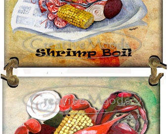 Louisiana Cajun Seafood Original Art 4 Tile Wall Decor