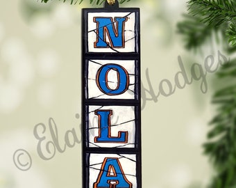 New Orleans Louisiana Street Tile NOLA Ornament, Vertical made from Original Artwork