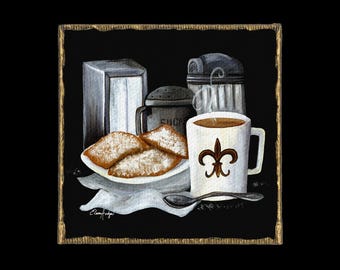 New Orleans FDL Mug and Beignets Canvas Magnet