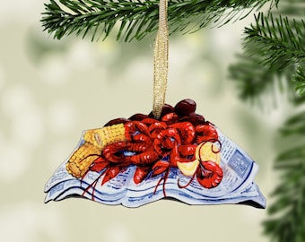 Louisiana Crawfish Boil Ornament made from Original Artwork, 2 Sided Ornament