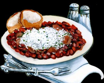 New Orleans Louisiana Red Beans and Rice Plate Magnet made from Original Art