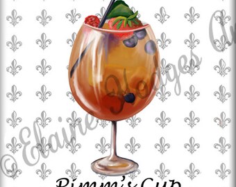New Orleans, Louisiana Ceramic Pimms Cup Tile with Original Artwork, Various Sizes Available