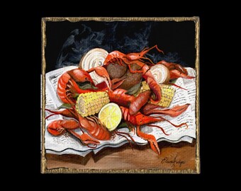 Steamy Crawfish Canvas Magnet