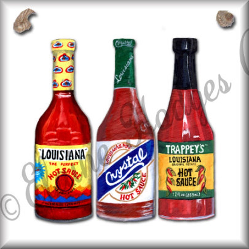 Three Louisiana Hot Sauce Bottles Tile Made With Original Art Etsy