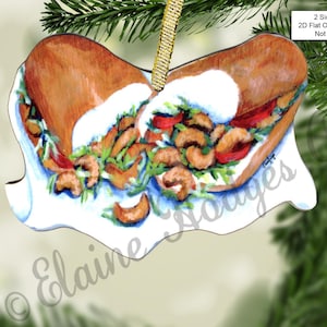 New Orleans Louisiana Shrimp Po Boy, made from original artwork, Poor Boy, Sandwich, Shrimp