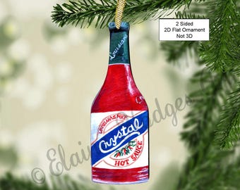 Louisiana Hot Sauce Ornament made from Original Artwork, Double Sided