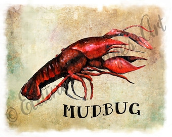 Louisiana Crawfish Crayfish Mudbug Art Print from Original Artwork