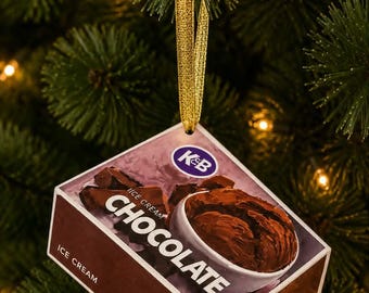 New Orleans Louisiana K&B Chocolate Ice Cream Ornament made from Original Artwork