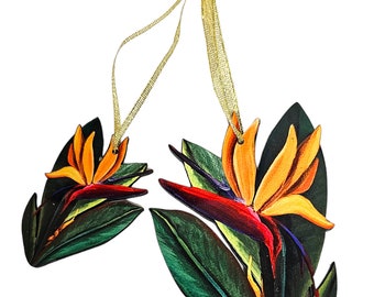 Bird of Paradise Ornament made from Original Art, Double Sided
