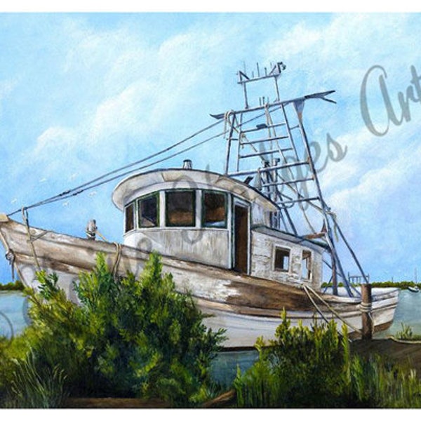 Old Shrimp Boat Original Artwork Print