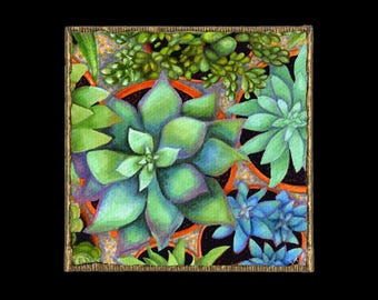 Succulent Garden Canvas Magnet
