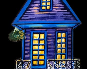 New Orleans Louisiana Shotgun House made from Original Artwork