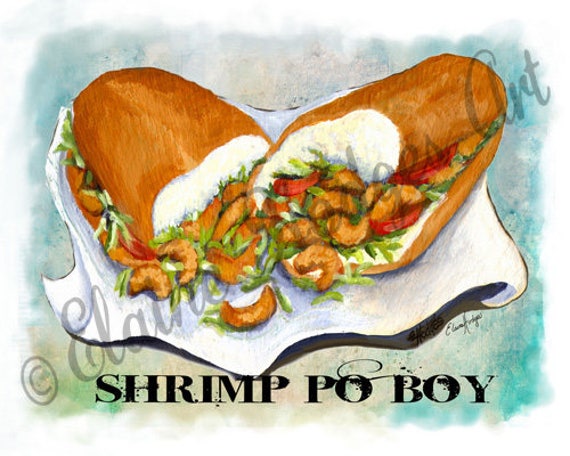 New Orleans Louisiana Shrimp Po Boy Sandwich Art Print From Etsy New Orleans Louisiana Shrimp Po Boy Sandwich Art Print From Etsy