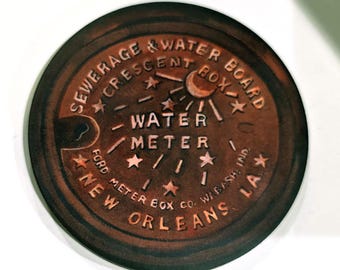 New Orleans Louisiana Water Meter Cover Magnet made from Original Art