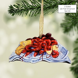 Louisiana Crawfish Boil Ornament made from Original Artwork, 2 Sided Ornament, Available in 2 Sizes