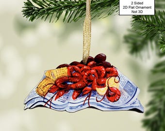 Louisiana Crawfish Boil Ornament made from Original Artwork, 2 Sided Ornament, Available in 2 Sizes