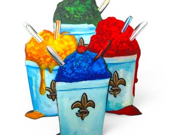 New Orleans Louisiana Snoball, Snowball Magnet made from Original Art