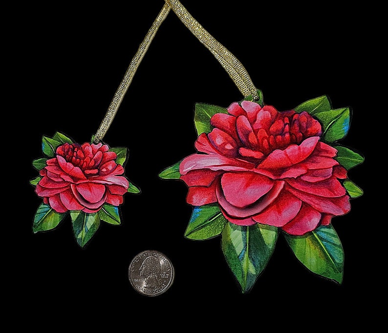 Louisiana Camellia Flower, made from Original Artwork, Double Sided image 1