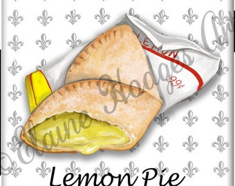 Lemon Pie, Turnover, Fried Pie Ceramic Tile made from Original Art, Various Sizes