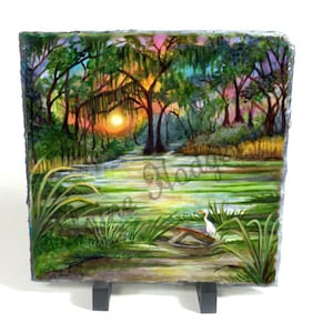 Bayou Colors 8x8 Slate from Original Artwork, Louisiana Art