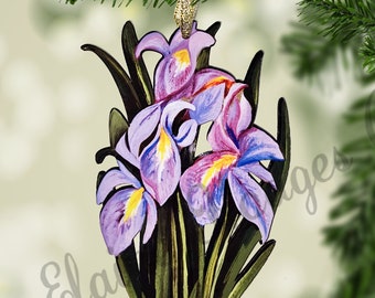 Louisiana Iris, Irises Ornament made from Original Art, Double Sided, Available in 2 Sizes