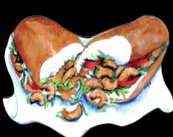 New Orleans Louisiana Shrimp Po Boy Magnet, made from Original Art