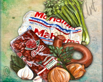 Monday Red Beans Ceramic Tile made From Original Artwork in Various Sizes