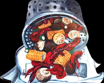 New Orleans Louisiana Hot Crawfish Boil Magnet made from Original Art