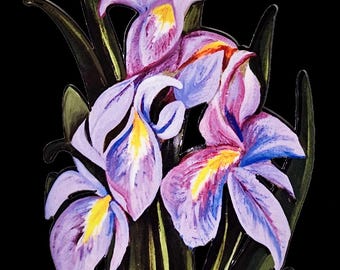 Louisiana Blue Iris Magnet made from Original Art