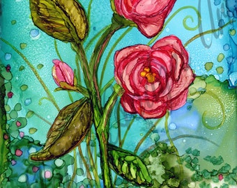 Pink Fantasy Roses Print made from Original Artwork