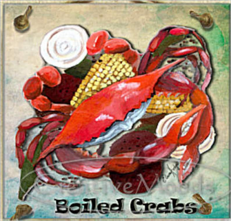 Louisiana Cajun Seafood Original Art 4 Tile Wall Decor image 5