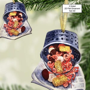 Louisiana Shrimp Boil Ornament made from Original Art, 2 Sided Ornament