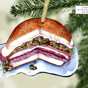Louisiana Cuisine Muffaletta Ornament made from Original Artwork, Available in 2 Sizes