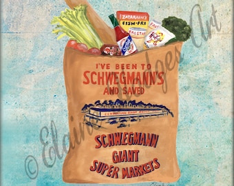 New Orleans Louisiana Schwegmann Grocery Bag Art Tile made from Original Artwork