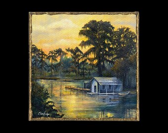 Bayou Sunset Canvas Magnet