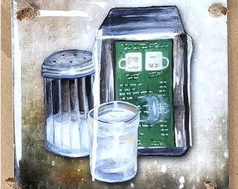 Cafe du Monde Tile Set made from Original Art, Beignets, Cafe Au Lait