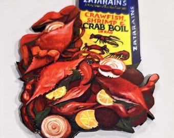 New Orleans Crab Boil Seafood Magnet made from Original Art