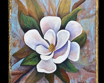 Colorful Magnolia Flower Canvas Magnet