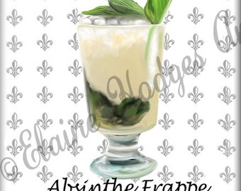 New Orleans, Louisiana, Absinthe Frappe Decorative Tile made from Original Art, Various Sizes