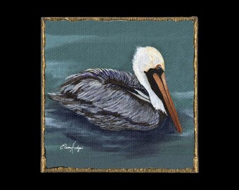 Swimming Pelican Canvas Magnet