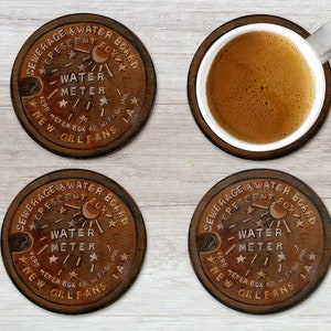 Coasters,  New Orleans, Louisiana Water Meter made from Original Artwork, 2 Sizes Available