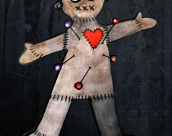 New Orleans Louisiana Voodoo Doll Magnet made from Original Art